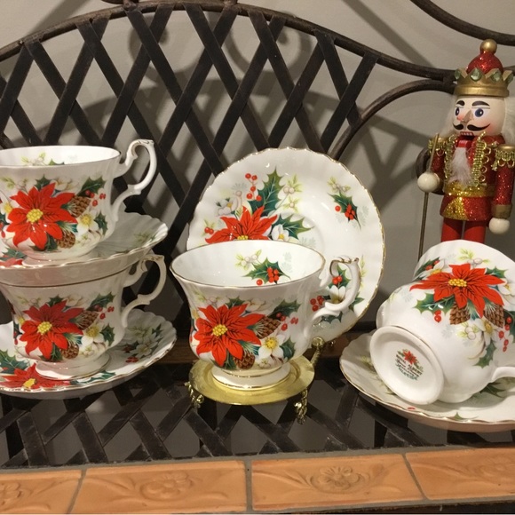 Royal Albert Yuletide Cup and Saucer Sets, 4 available, sold separately. - Picture 1 of 4